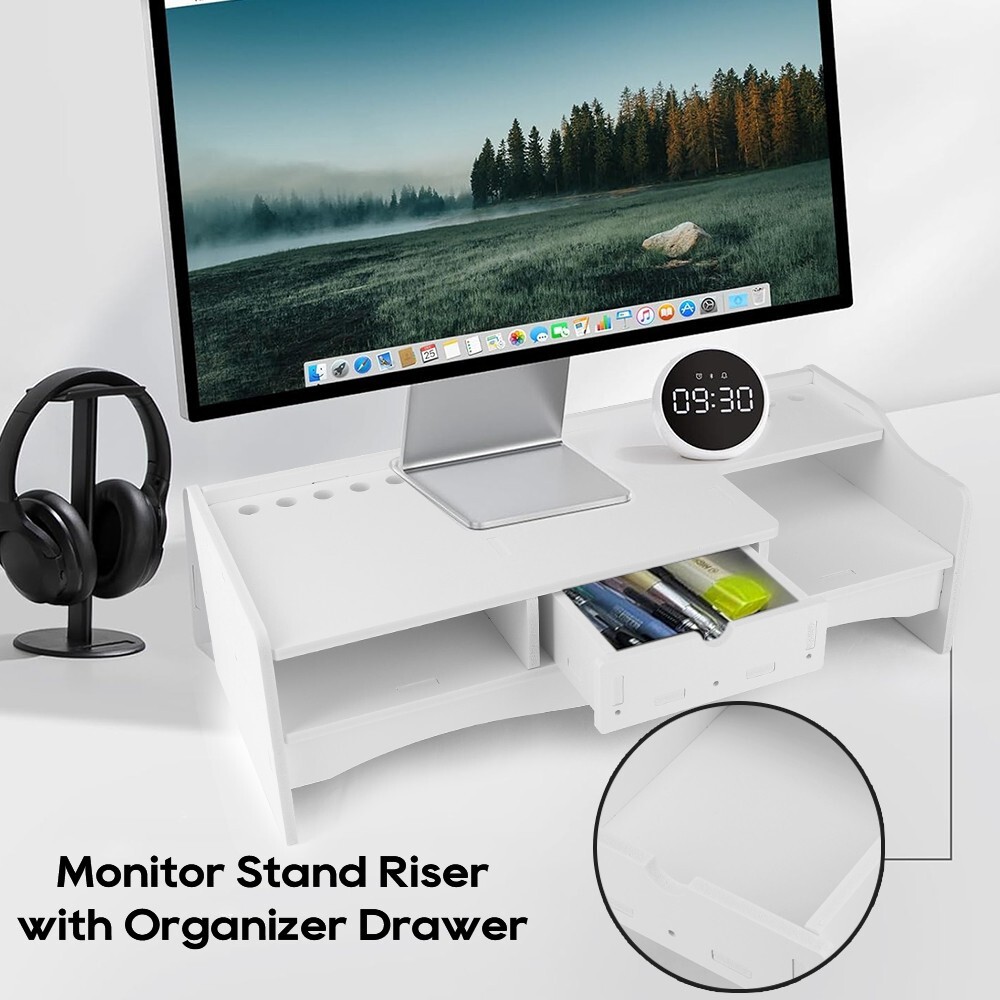 Monitor Riser Shelf- Space-Saving Desktop Stand for Computer&Laptop Organization