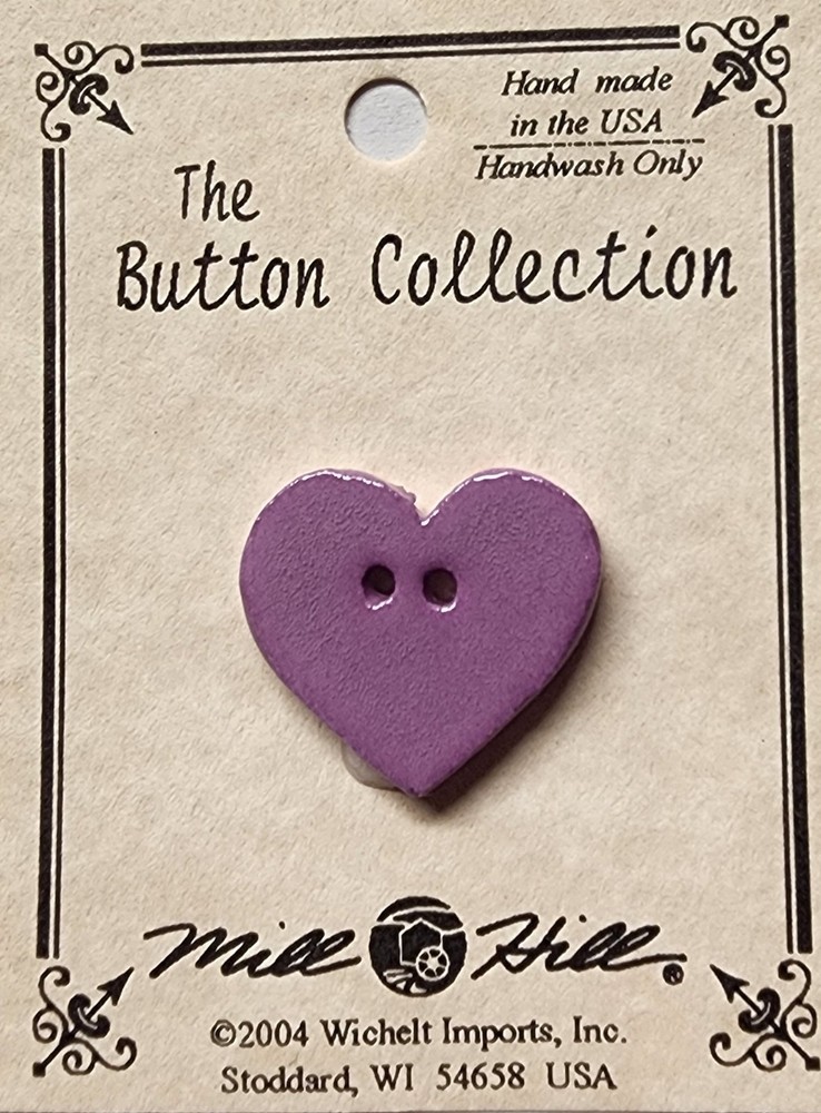 DIY Mill Hill Ceramic Button - Small Lilac Heart
