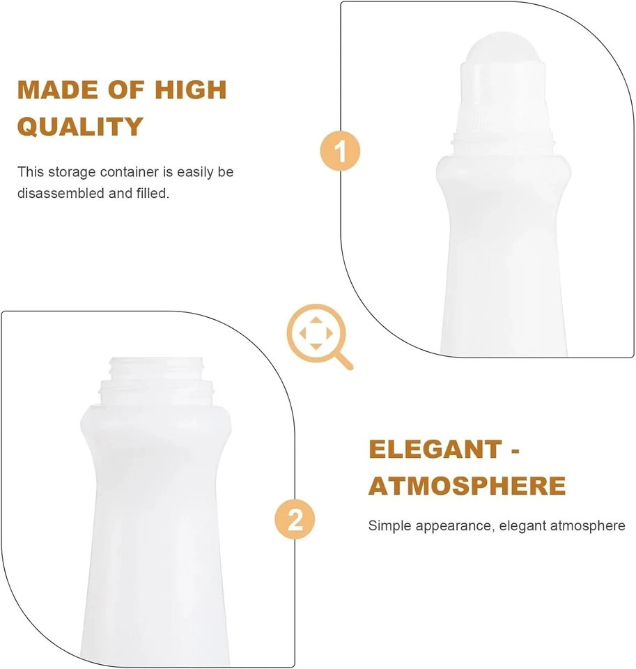 4 Pcs White 75ml Empty Refillable Roller Bottle Plastic Roll On Bottles...