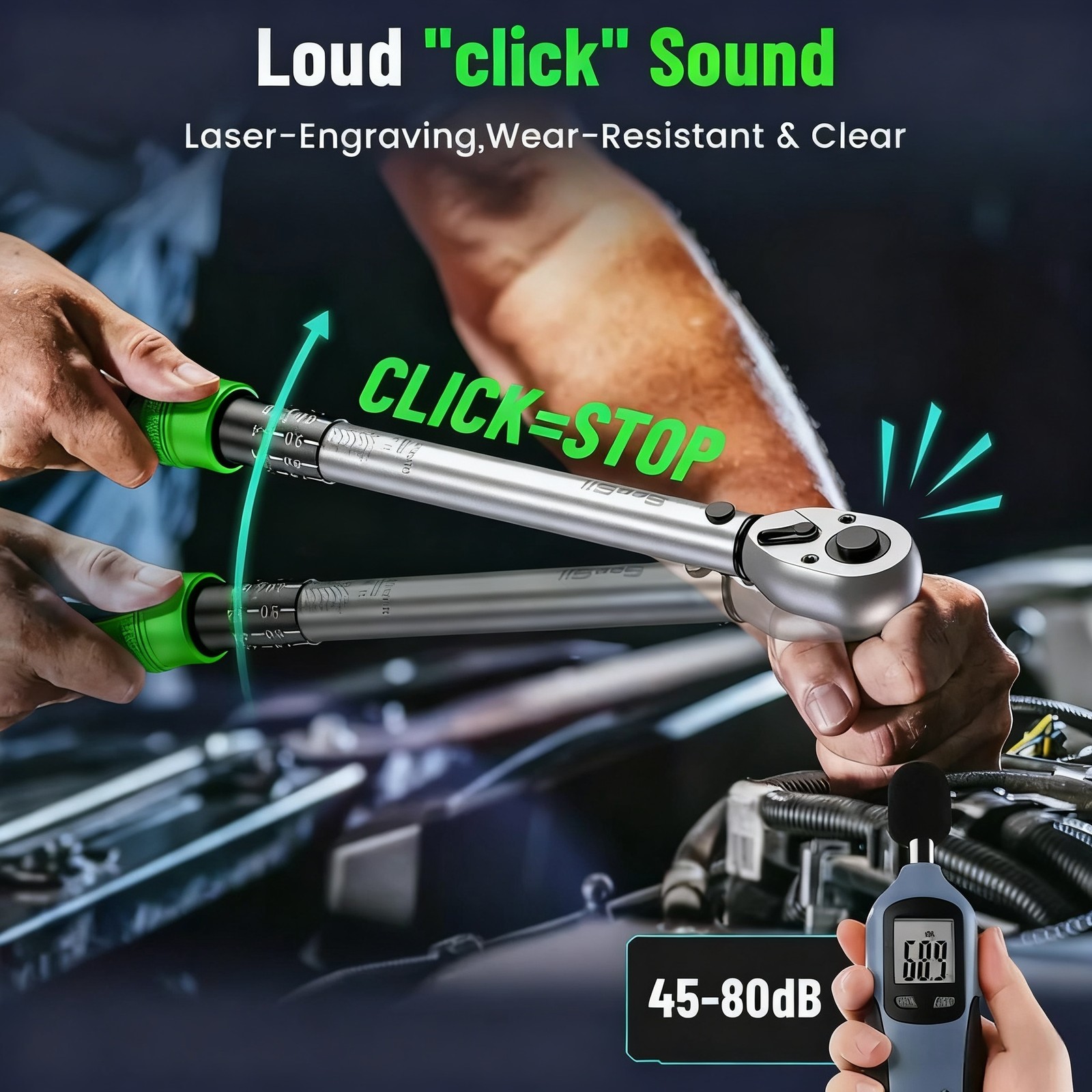 1/4''/3/8''/1/2'' Drive Torque Wrench Set Click Torque Wrench Adjustable 72Tooth