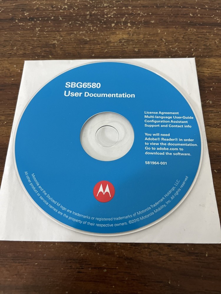 Motorola SBG6580 User Documentation CD-ROM