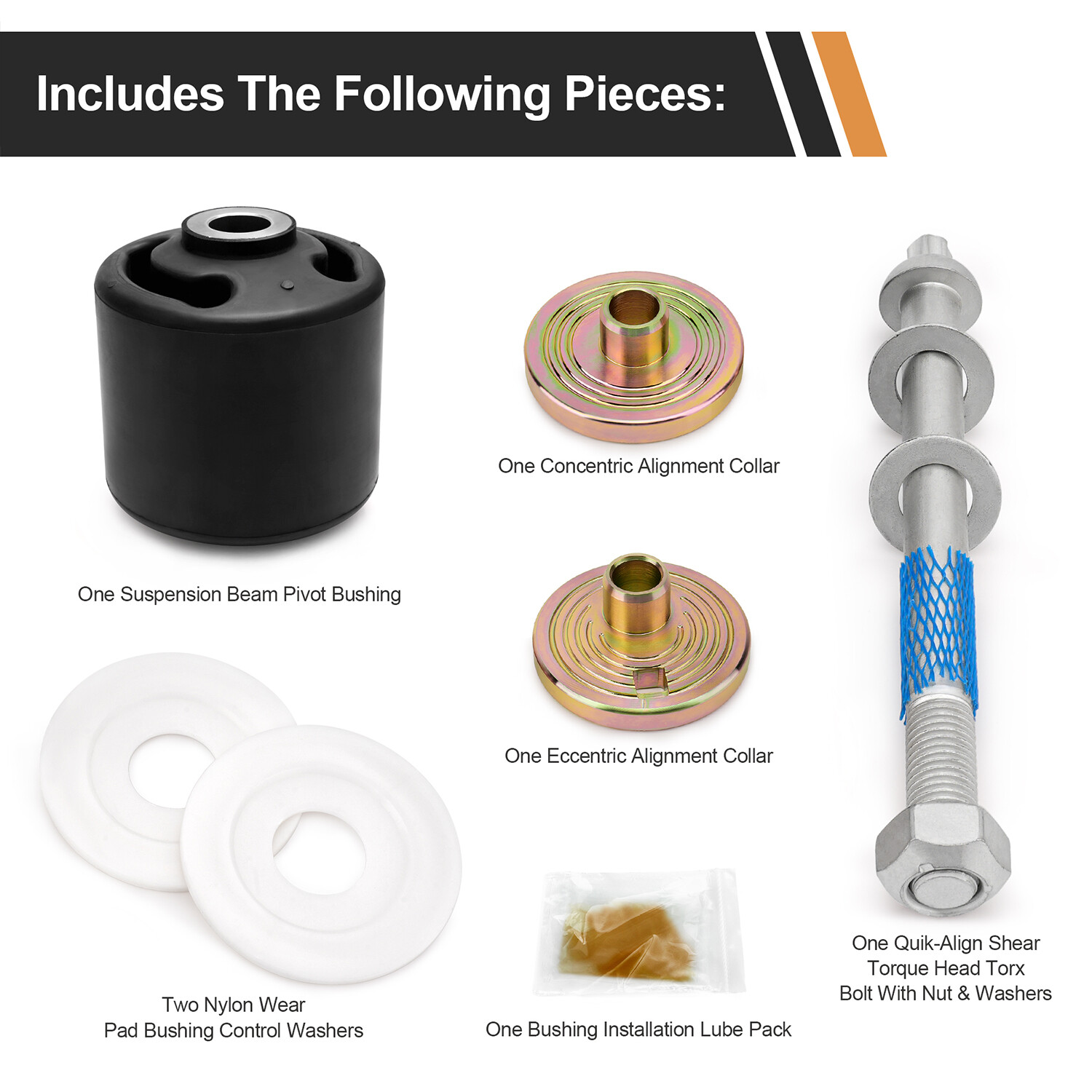 For Hendrickson Quick Align Pivot Bolt Bushing Kit with Alignment Collars 24691S