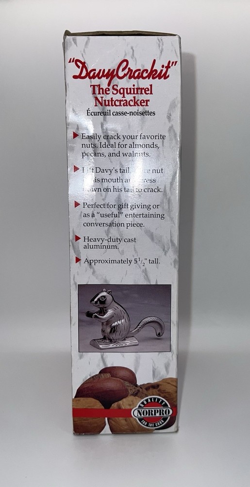 Vintage Davy Crackit Decorative Squirrel Chrome Nutcracker Tool. New In Box