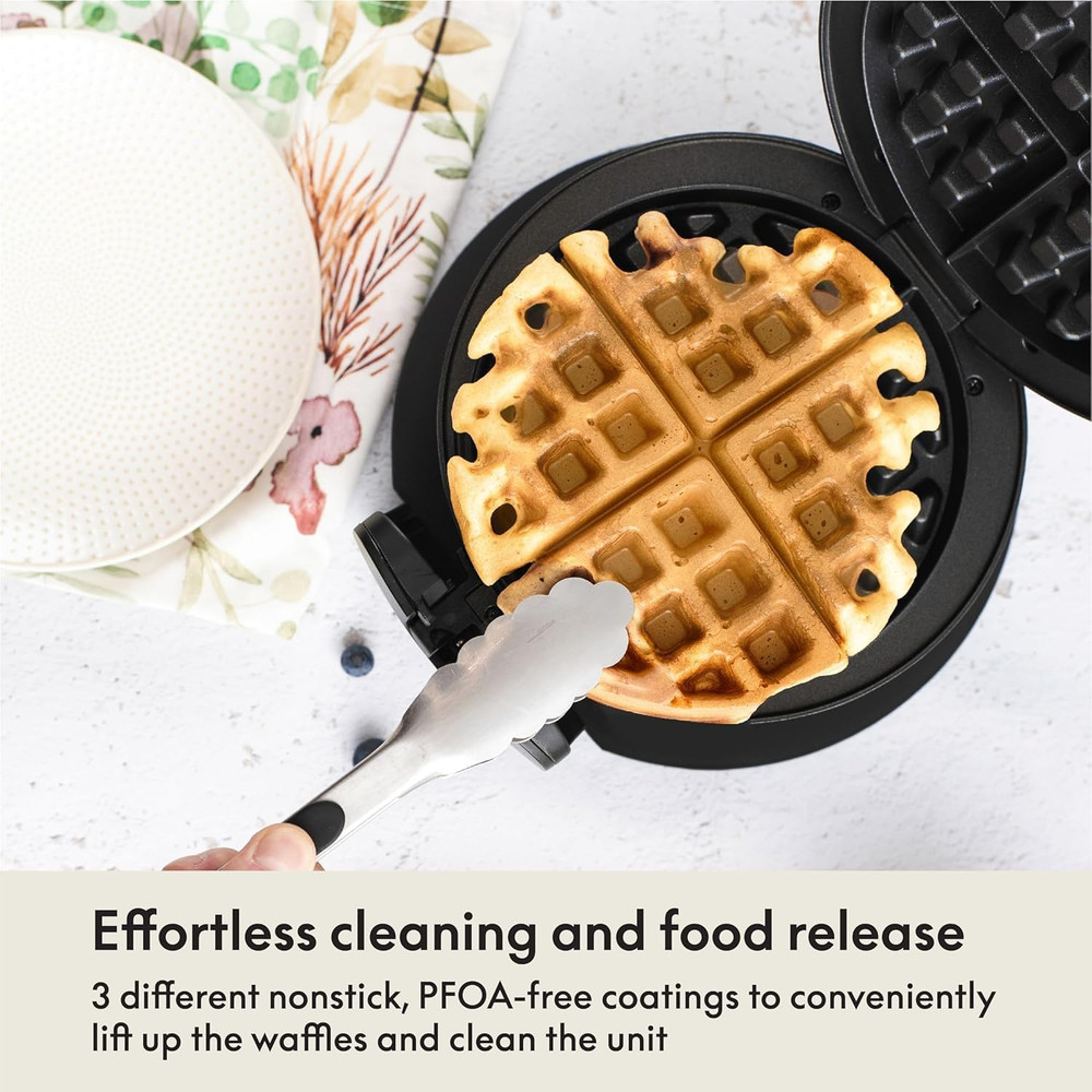 Classic Rotating Belgian Waffle Maker with Nonstick Plates, Removable Drip Tray