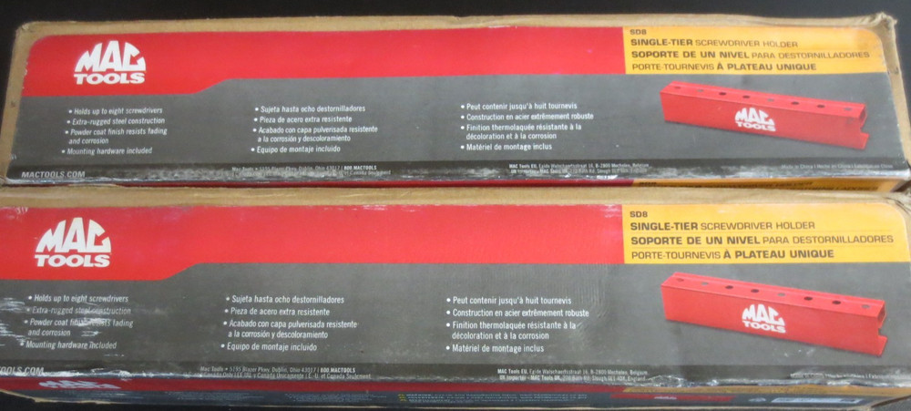 MAC TOOLS SD8 SINGLE TIER SCREWDRIVER HOLDER - 8 SCREWDRIVERS - 2 PK
