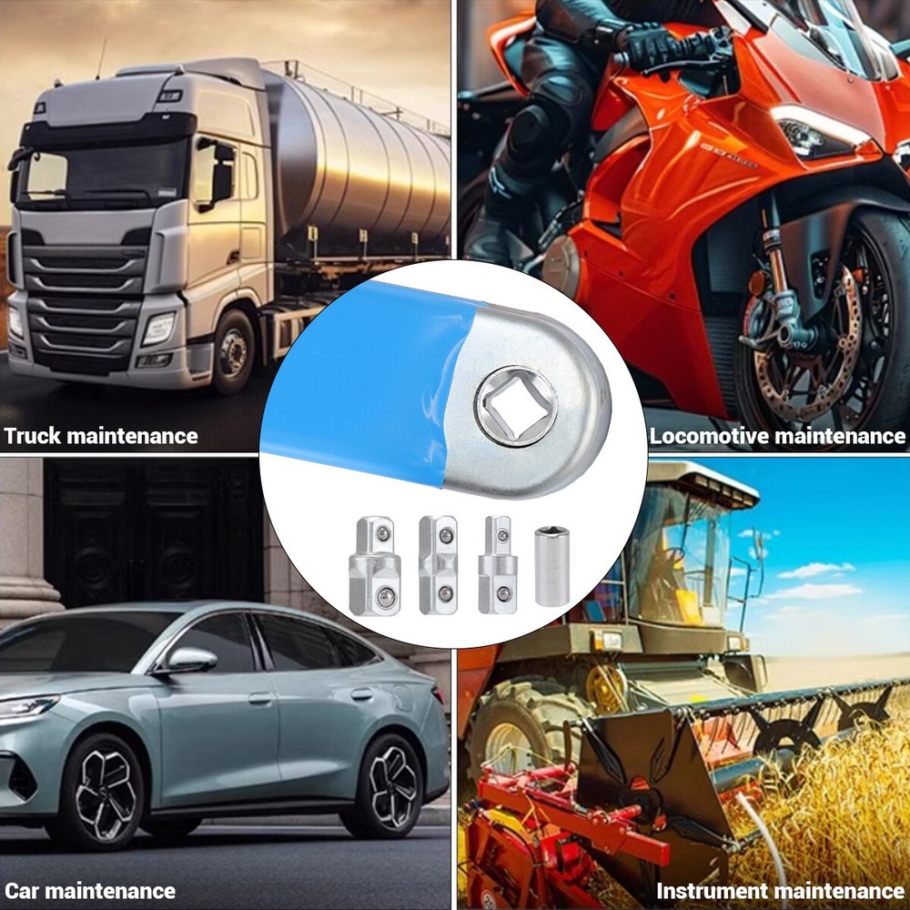 Multifunctional Car Offset Extension Wrench with 4 Adapters, Dual-purpose Socket