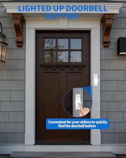 Lighted Doorbell Button, Wired Door Bell Push Button Replacement Door 1 White