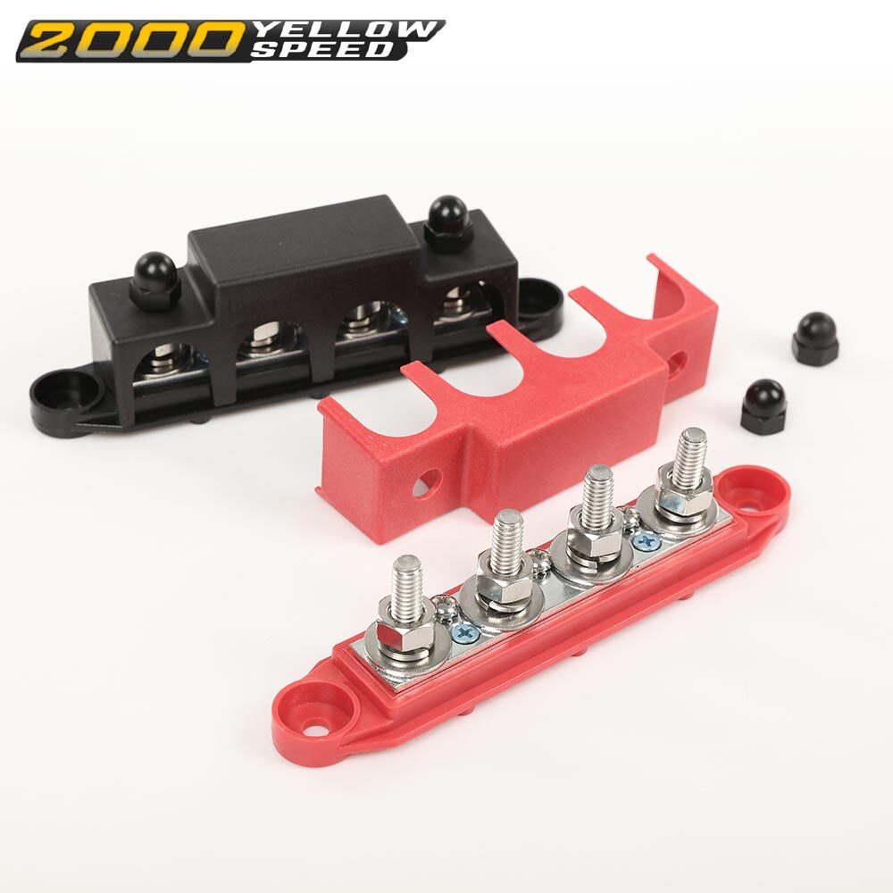 5/16" 12V 250A 4 Post Busbar Bus Bar Power Distribution Block With Cover 2Pcs US