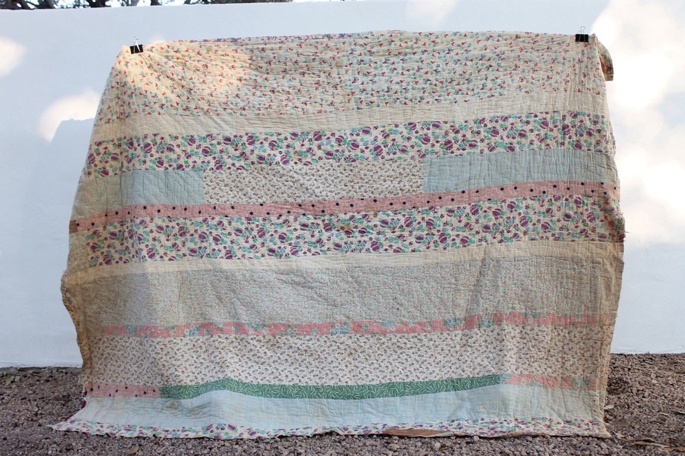 Antique Double Sided Scrap Frame Medallion Patchwork Quilt RARE