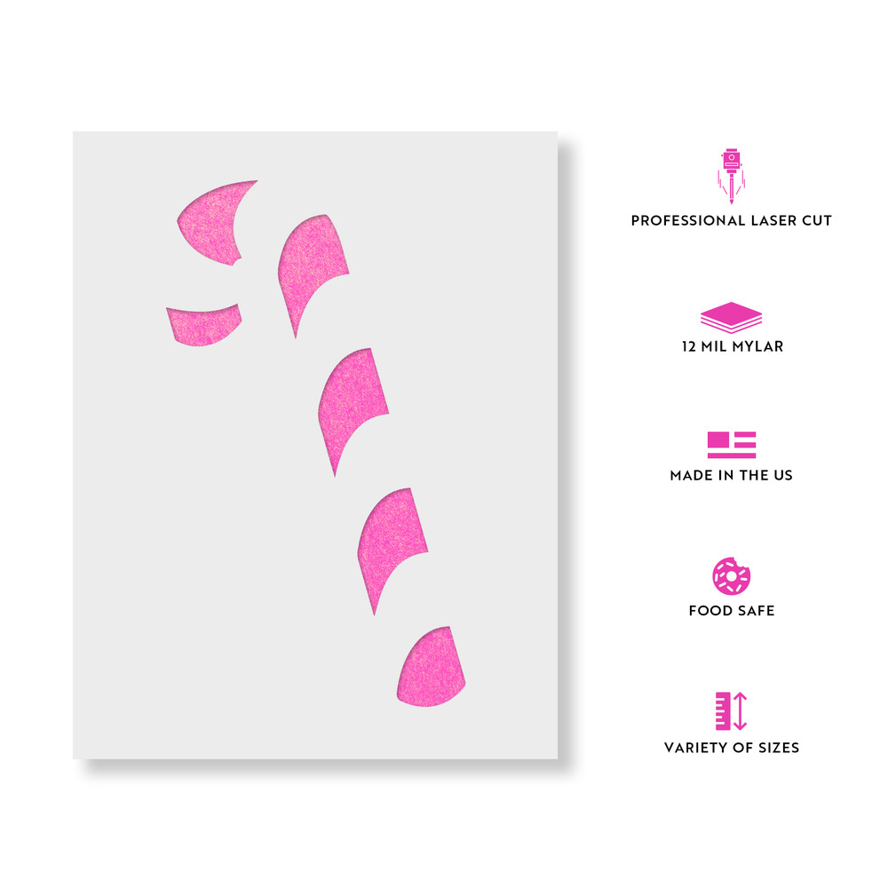 Candy Cane Stencil - Durable & Reusable Mylar Stencils