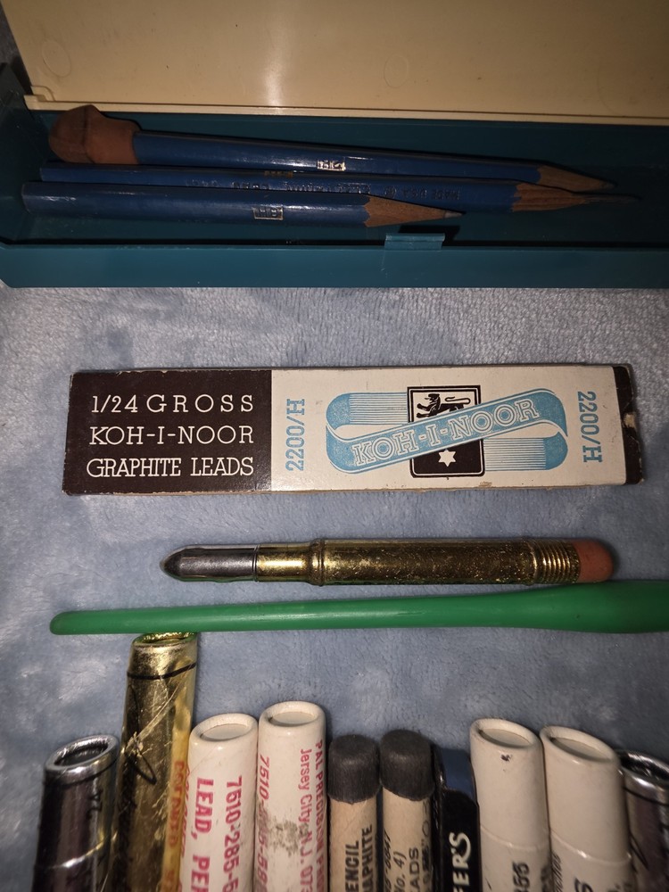 Vintage Drawing Drafting Lot Bullet Pencil, Case, Graphite Leads Eagle