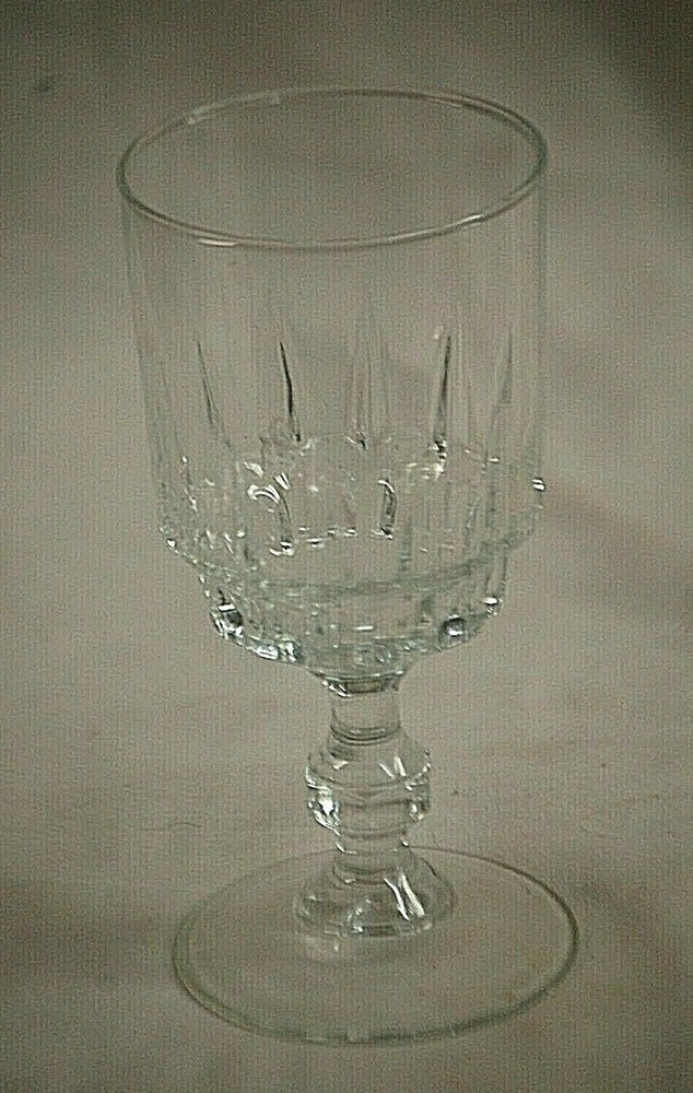 Wine Goblet Footed Knob Stem Clear Glass Unknown Maker
