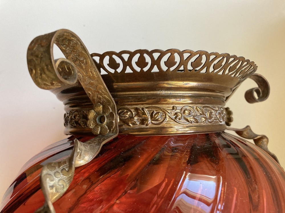 Antique Victorian Ruby Swirl Hall Light