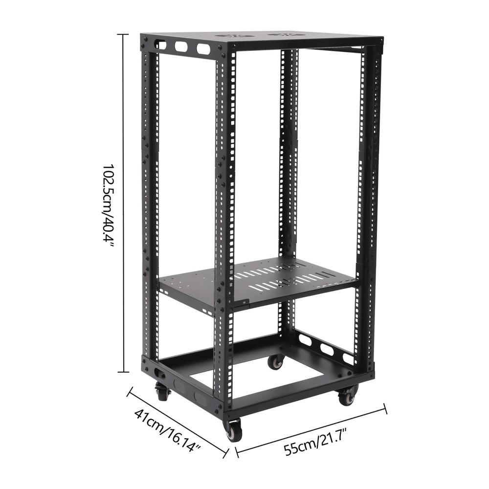 18U 18.5" 4 Post Open Frame Network Server Rack Adjustable Partition 0-31.5'' US