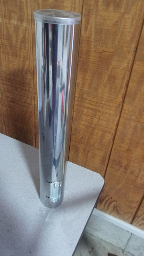 BULK CUP HOLDER DISPENSOR CHROME WALL MMOUNTABLE WITH LID ADJUSTABLE SIZES