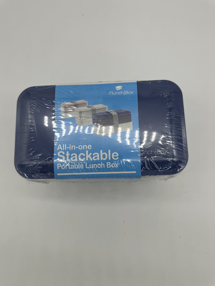 Stackable Lunch Box W/ Utensils Munch Box Portable 8 x 4 NWT