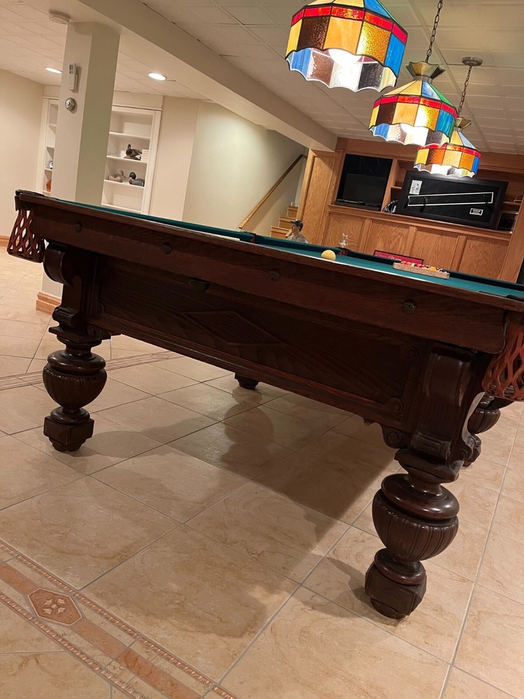 Victor Billiards (Rosatto Barry) pool table, circa 1906 - solid chestnut