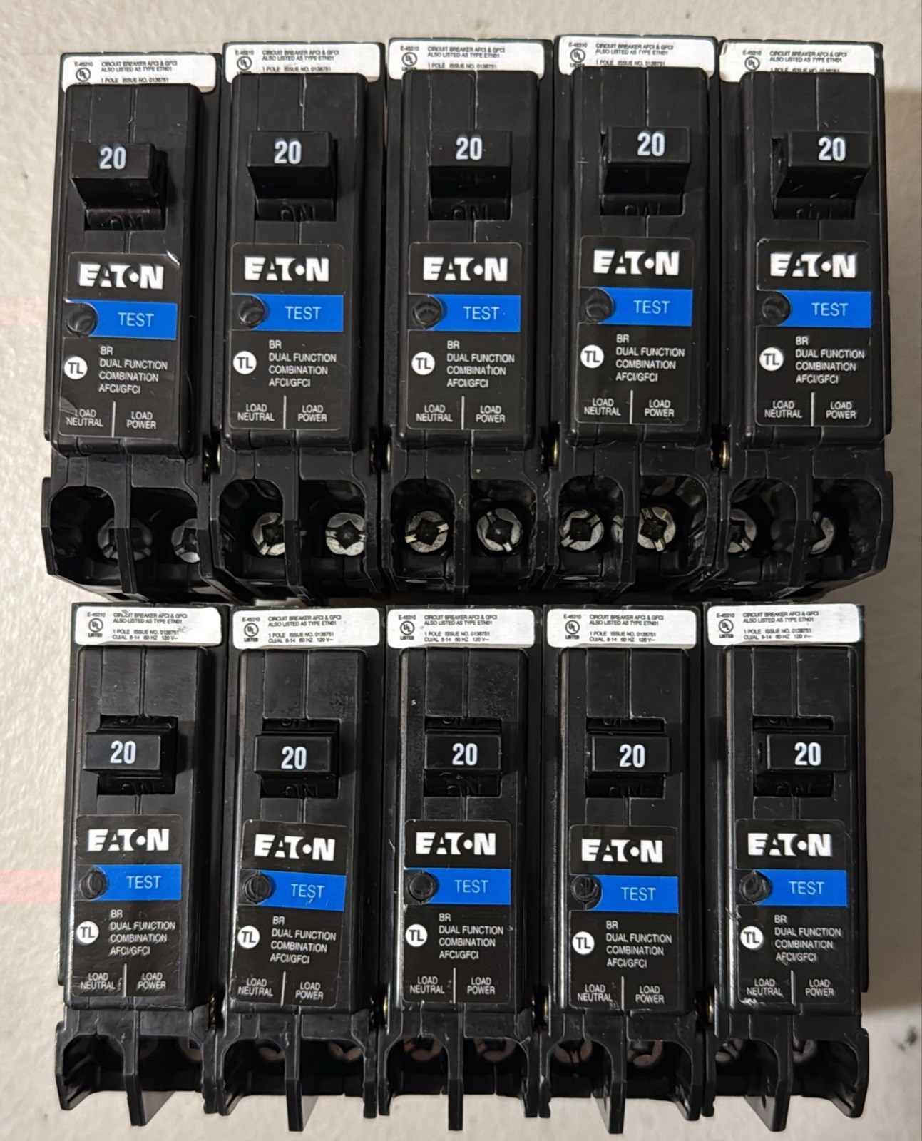 10 PCS Eaton BRP120DF 20A Dual Function Circuit Breaker