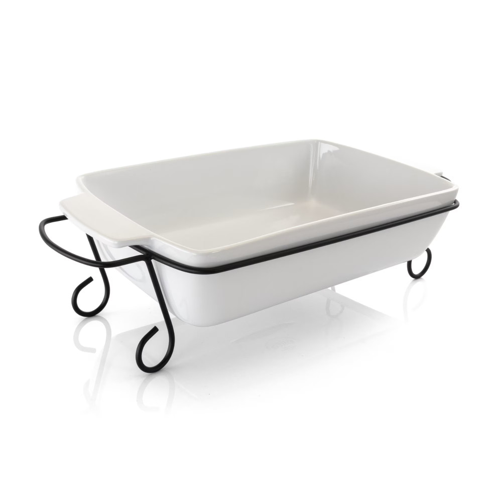 Gibson Elite 2 Piece Bakeware Set Rectangle Stoneware with Rack Durable Oven