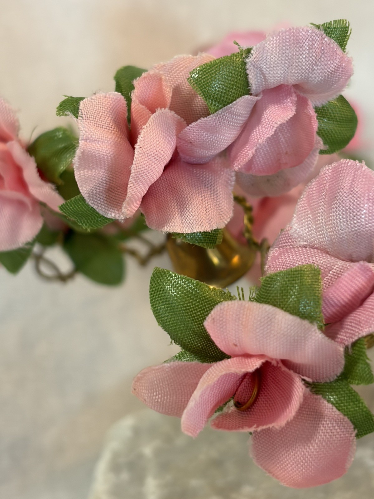 Vintage Prosperity Tree Farms Twisted Wire 3 Trees Flowers Bells Marble Base