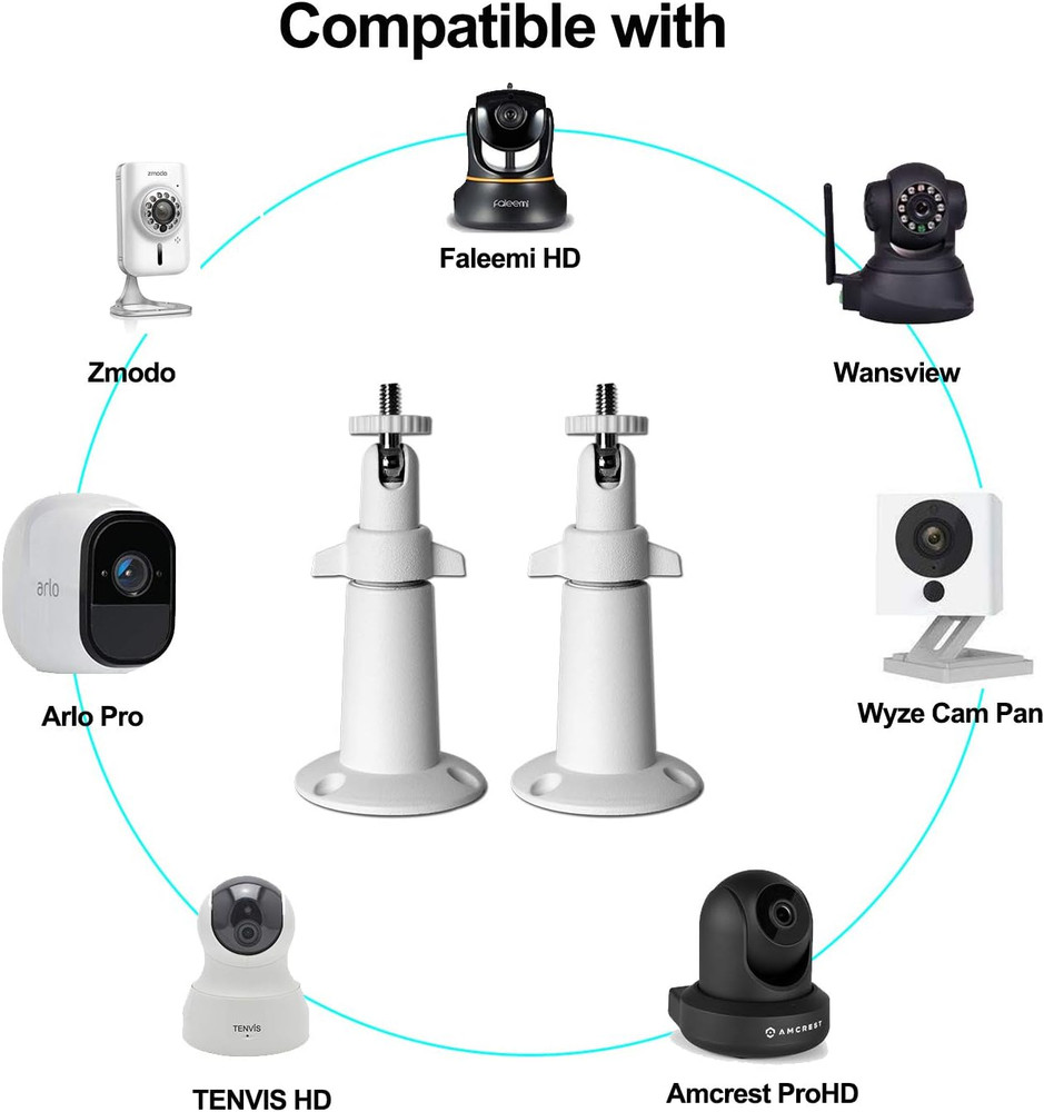 Security Camera Wall Mount Bracket (1/4'') Adjustable Indoor/Outdoor Mount Compa