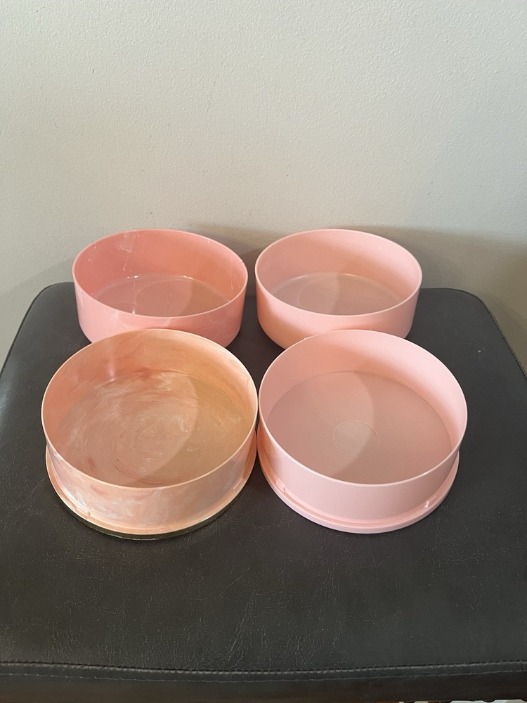 Vintage CHANTILLY Pink Marbled & Solid Dusting Powder EMPTY Containers W Lids