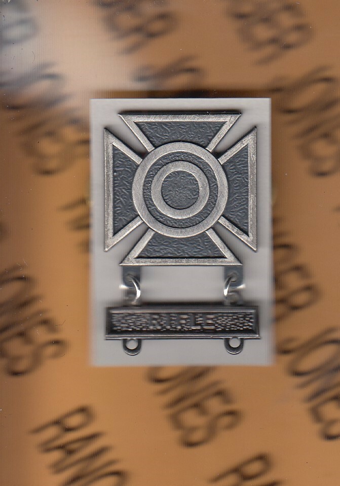 US Army SHARPSHOOTER w/ RIFLE bar Marksmanship BRUSHED award badge c/b