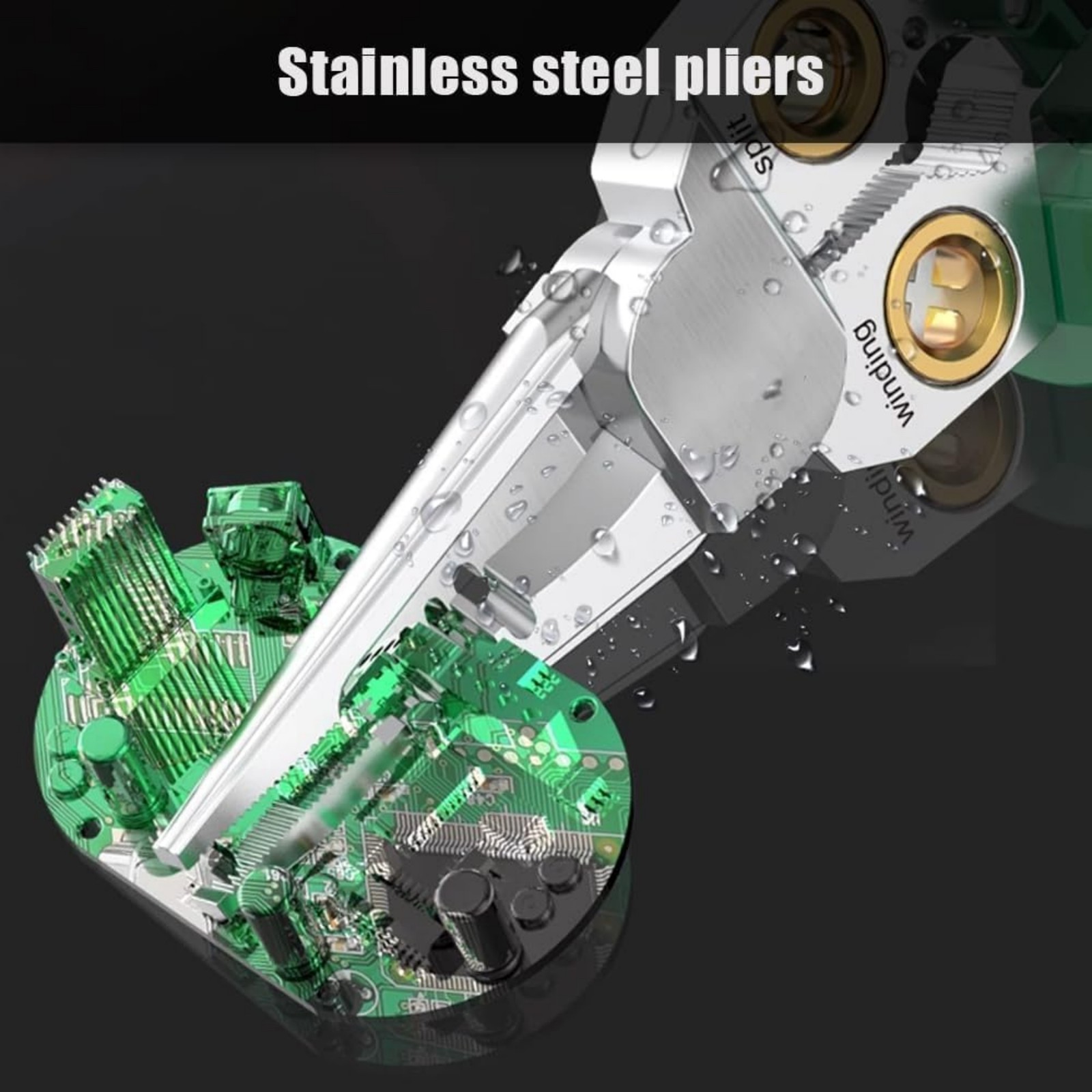 8-In-1 Wire Stripper Twister Green Durbale Cable Scissors Voltage Tester Pliers