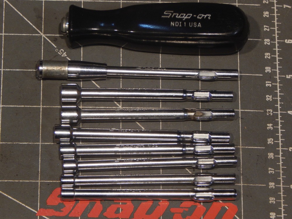NICE Snap On 9Pc Interchangeable Blade Nut Driver Nutdriver Set 3/16" 3/8" NDI90