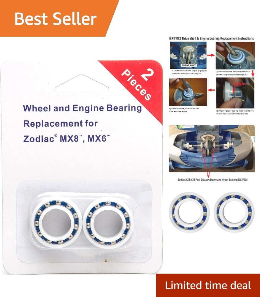 Zodiac MX8 MX6 Elite Pool Cleaner Engine Bearings 2-Pack - Reliable Replacement