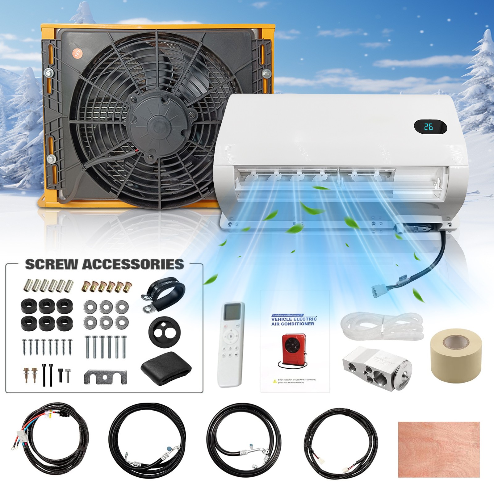 Universal 24V 12000 btu Split Cooling Cab Air Conditioner For Truck RV Caravan