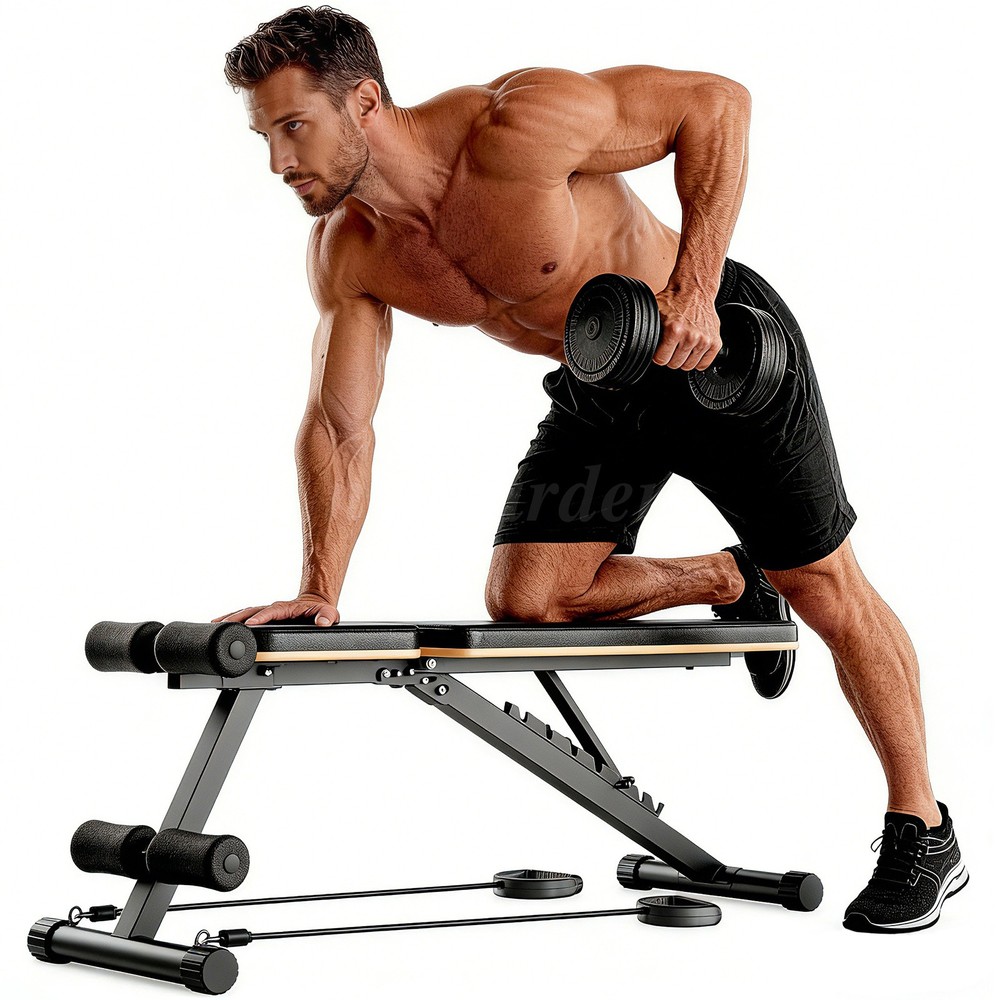 Adjustable Foldable Exercise Weight Bench Workout Bench Gym With Resistance Band