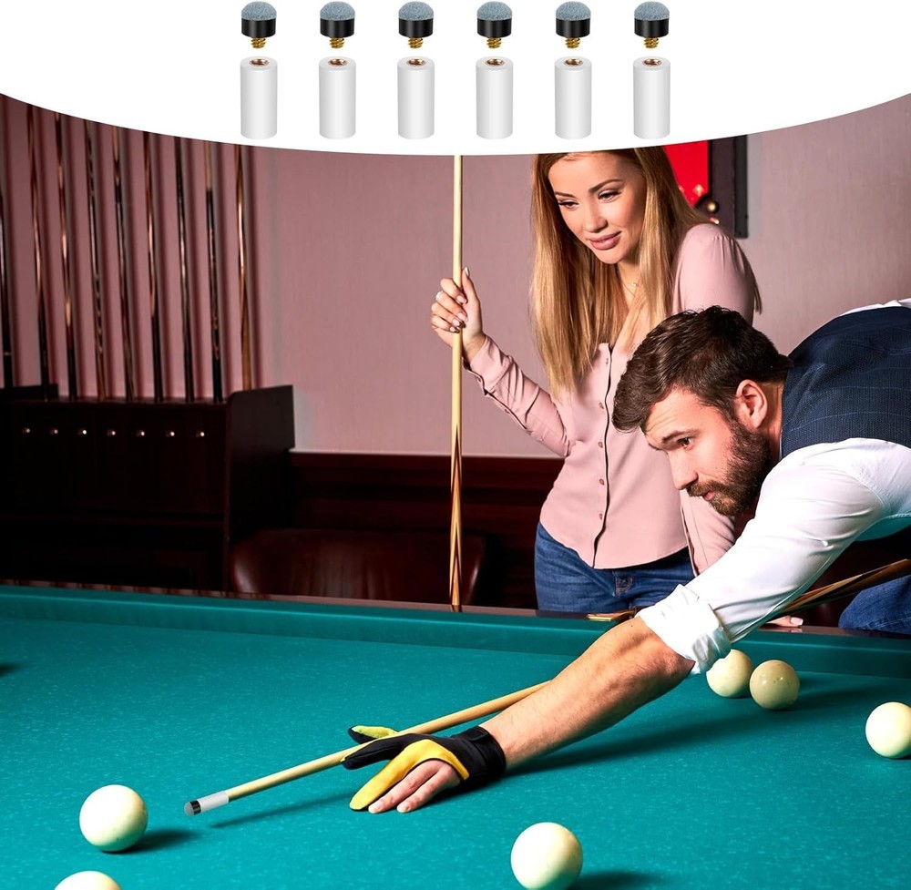 10 Sets Screw on Pool Cue Tips Replacement Billiard Cue Tips with White Pool