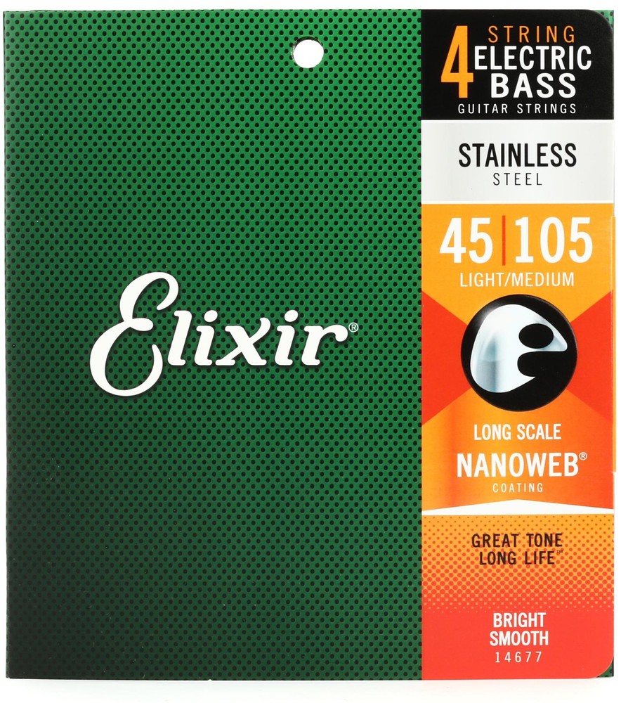 Elixir Strings 14677 Nanoweb Long-scale Electric Bass Strings - .045-.105