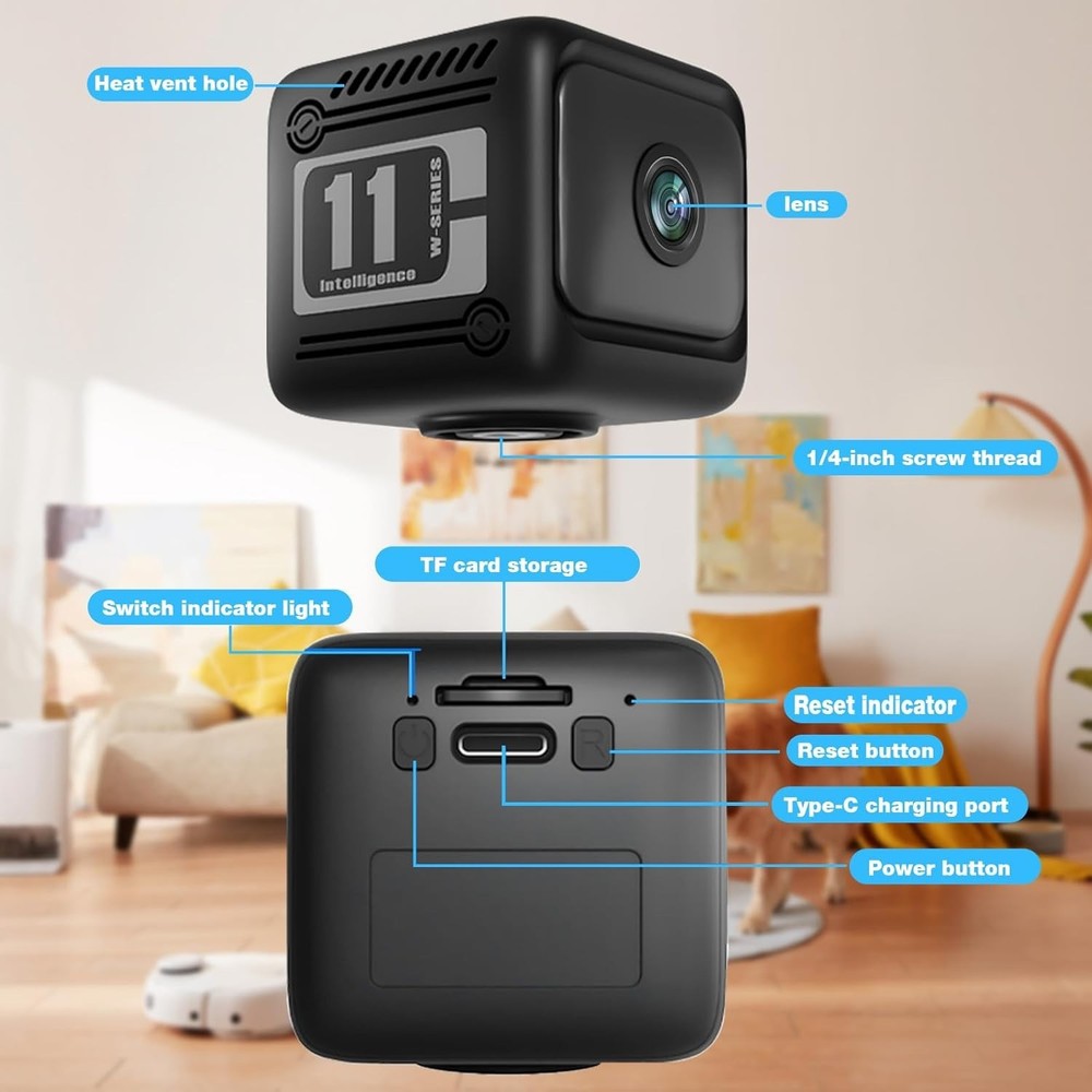 Wifi Camera Remote Smart Camera 1080p Small Square Security Night Vision