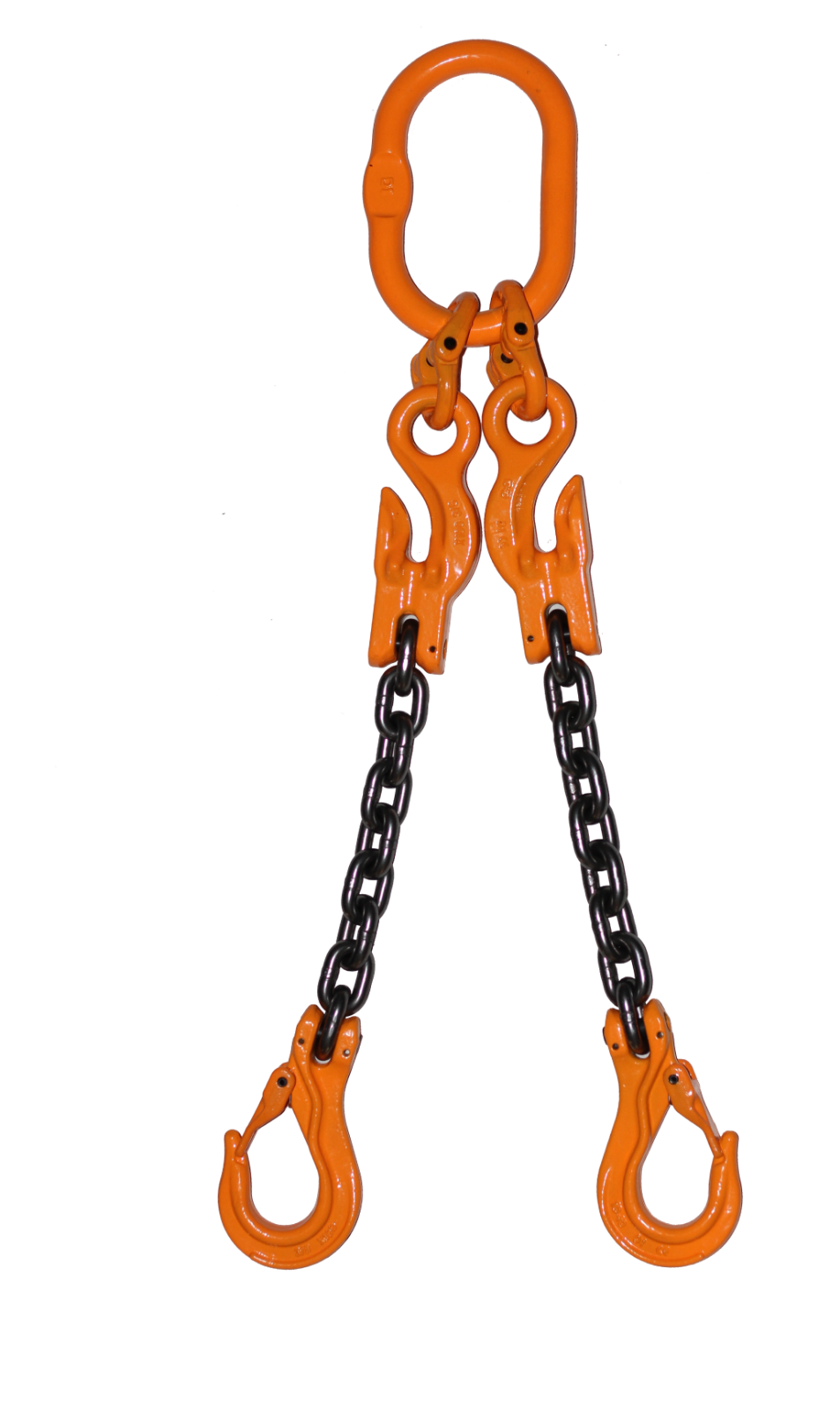 9/32" x 6' Chain Sling 2-leg Spreader Grade 100 Safety Latch Hooks Tagged