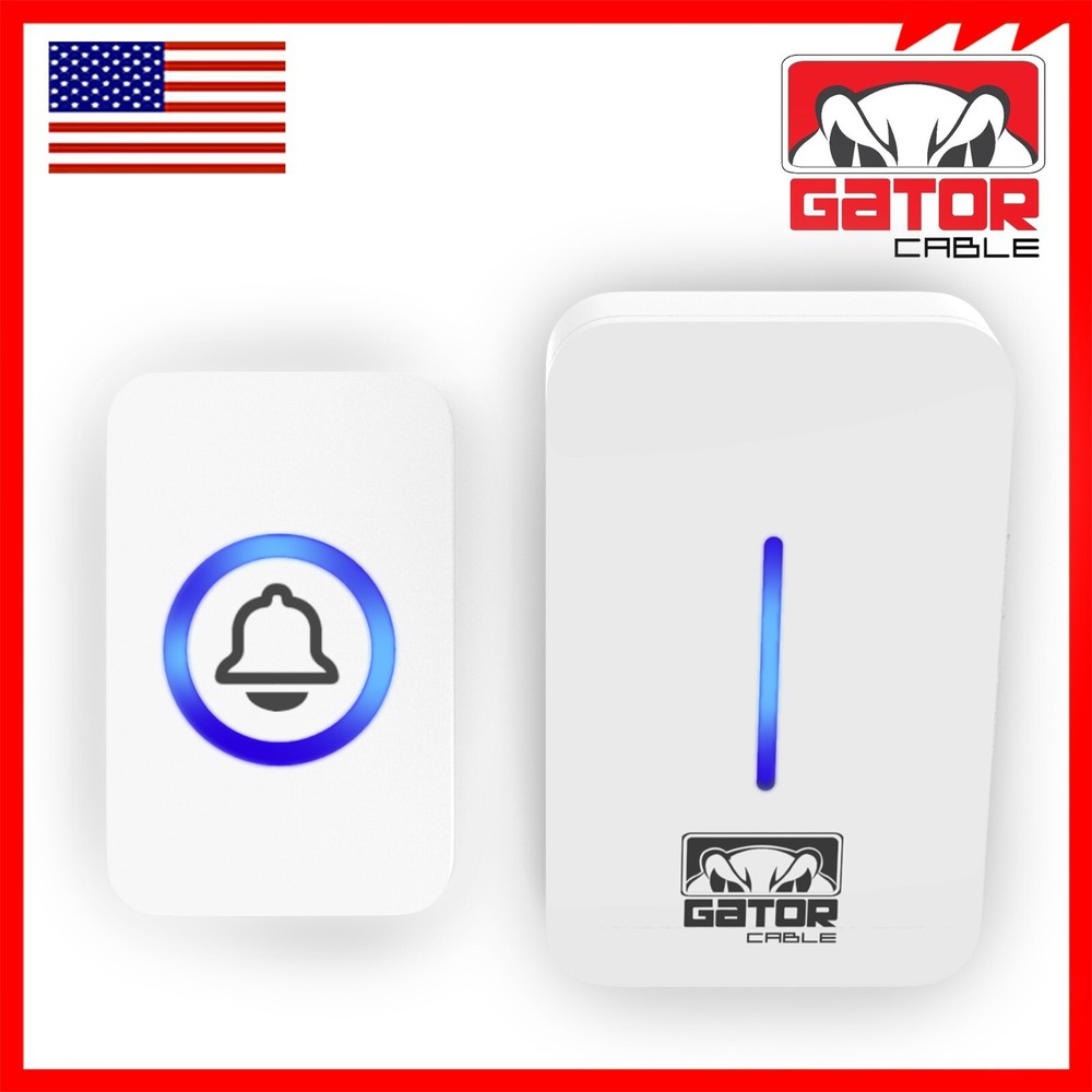 Wireless Doorbell Chime Waterproof Plugin Receiver Adjustable Volume 1000FT LOUD
