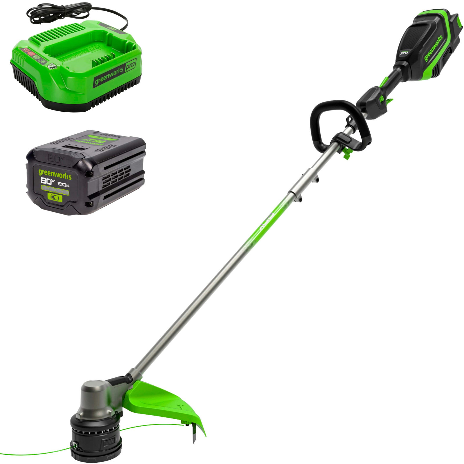 Greenworks - 80V 17" Brushless String Trimmer with 2.0Ah Battery & Charger - ...