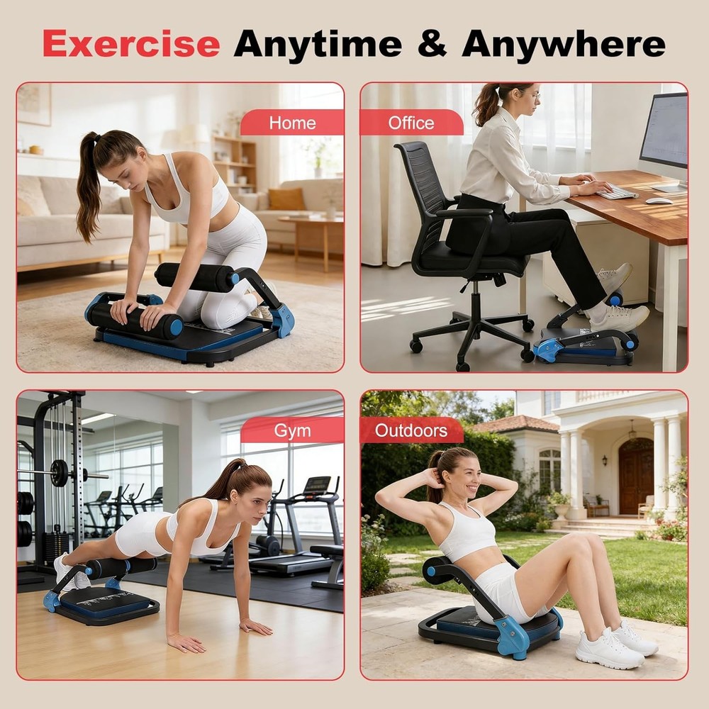 Adjustable Ab Trainer Ab Machine Sit Up Exercise Equipment & Core Machine blue