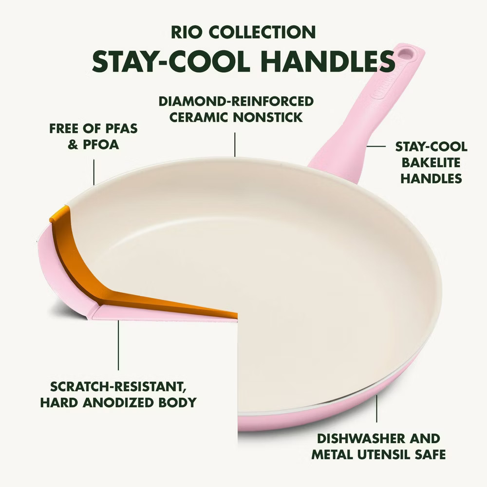 GreenPan Rio 16pc Ceramic Nonstick Cookware Set Blush