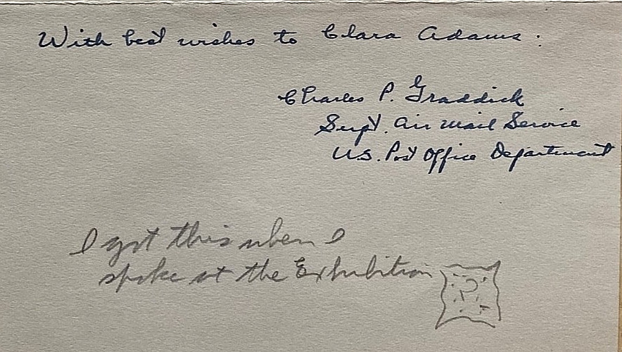 MISTRESS OF THE SKIES ! FAMOUS AVIATRIX CLARA ADAMS AUTOGRAPHED NOTATION 1936