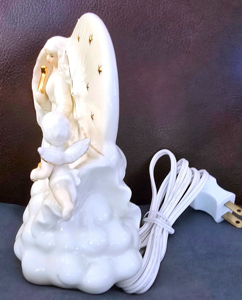 Wonderful Angel with Harp Ceramic Nightlight Tabletop