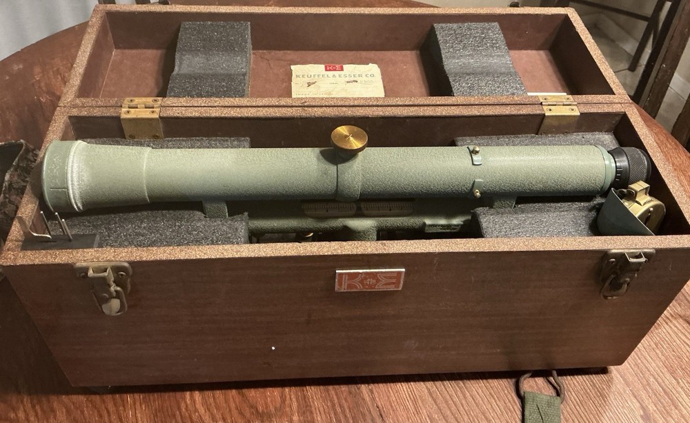 Vintage Keuffel & Esser K&E Dumpy Level - Transit with Wood Case