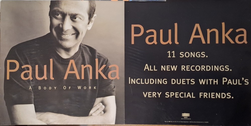 Paul Anka - A Body of Work (1998 Epic Recs. promo) 12" X 24" promotional poster