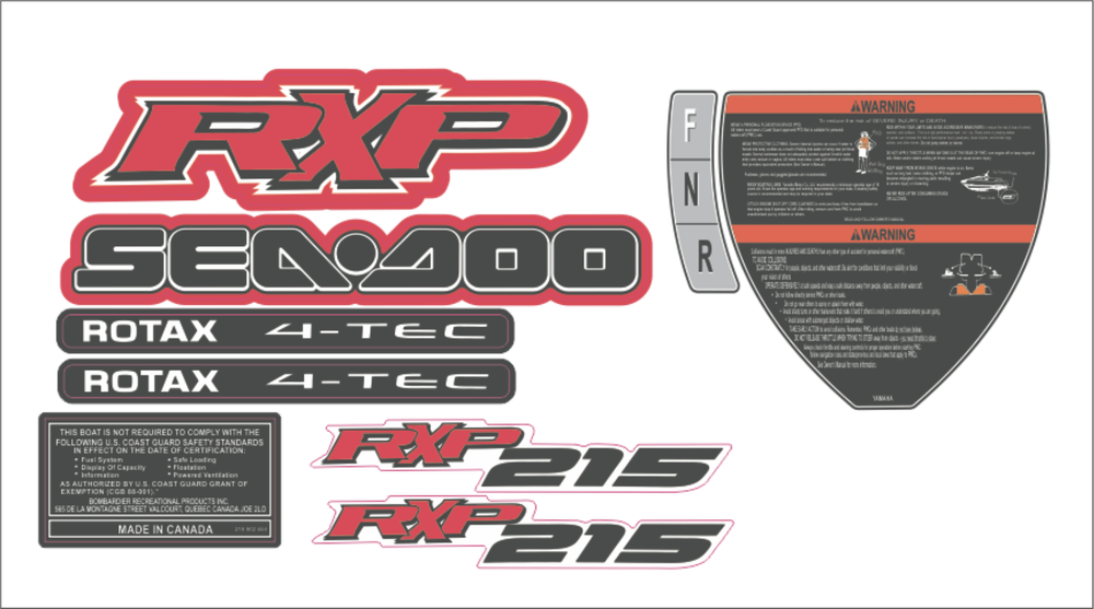 SEADOO RXP 215 2007 Graphics / Decal / Sticker Kit RED