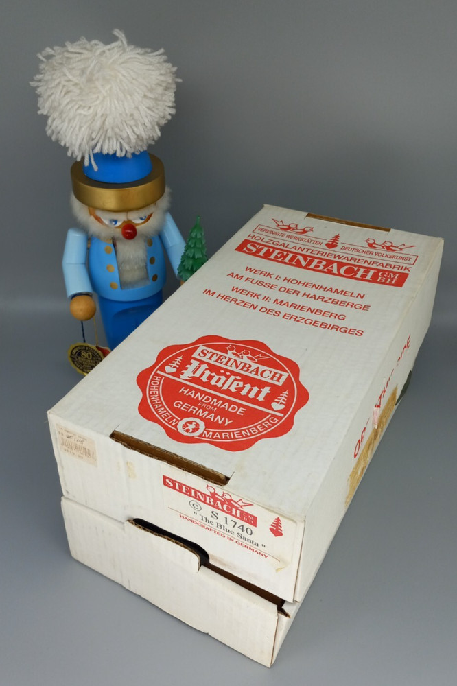 SIGNED - Steinbach Chubby Blue Santa - 12" German Nutcracker - S1740
