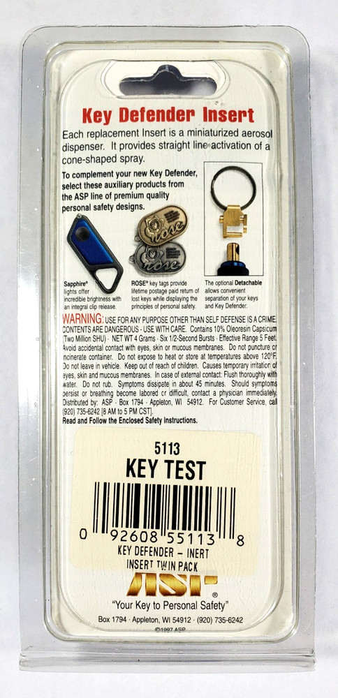 ASP 55113 Key Defender Test (Inert) Spray Refill Insert 2 Pack