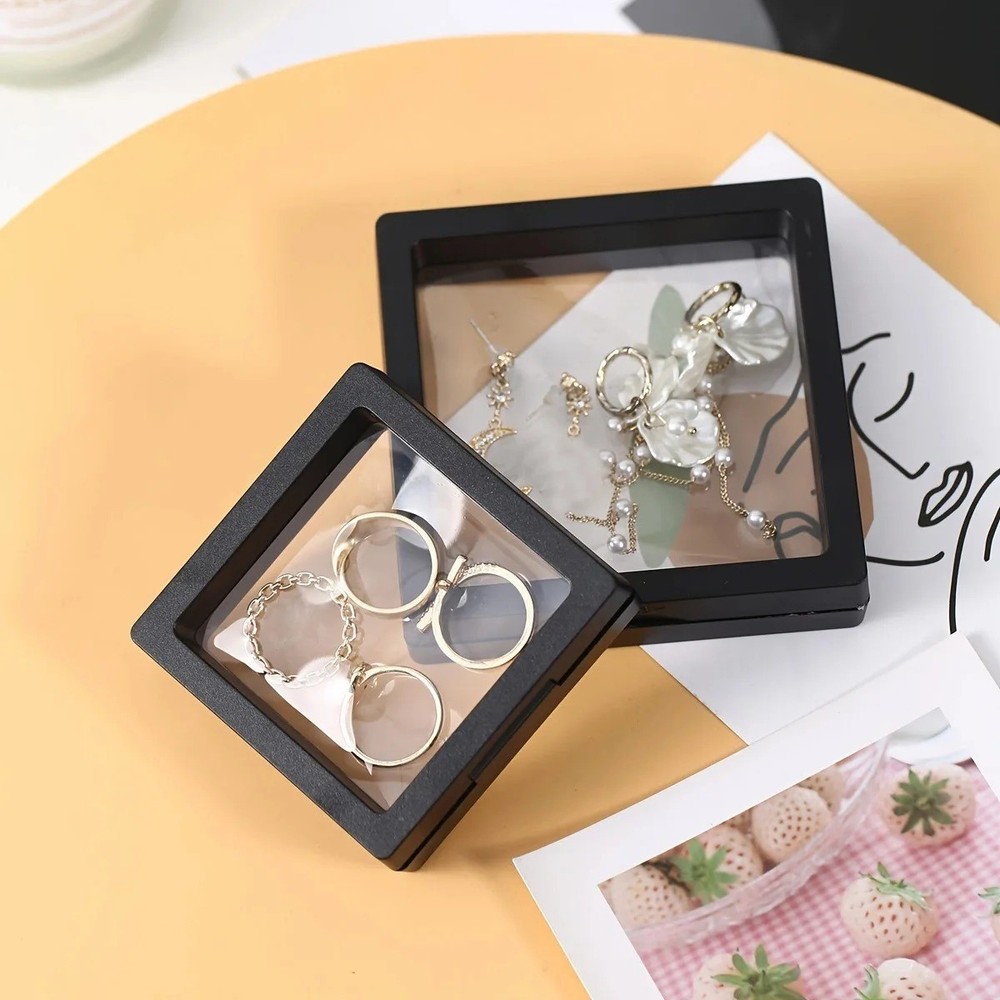 10PCS Floating Display Frame Transparent Jewelry Coin Ring Storage Box Case