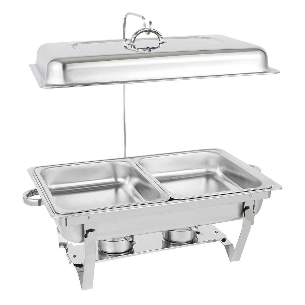 Foldable Frame Stainless Steel Buffet Set, 4.76 Quart(Each), Silver