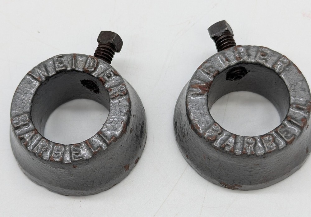 2 Weider Barbell 1" Bar Inside Collars Pair Screw-Lock